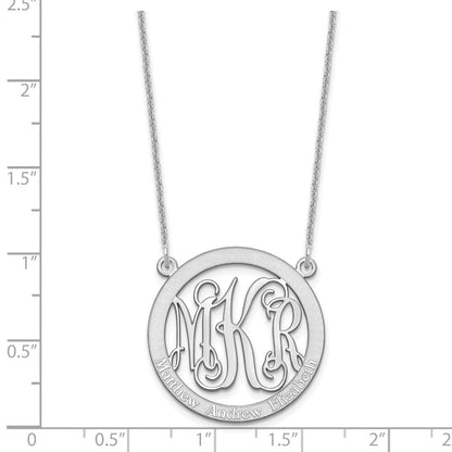 14K Weißgold Klein Familie Monogramm Halskette