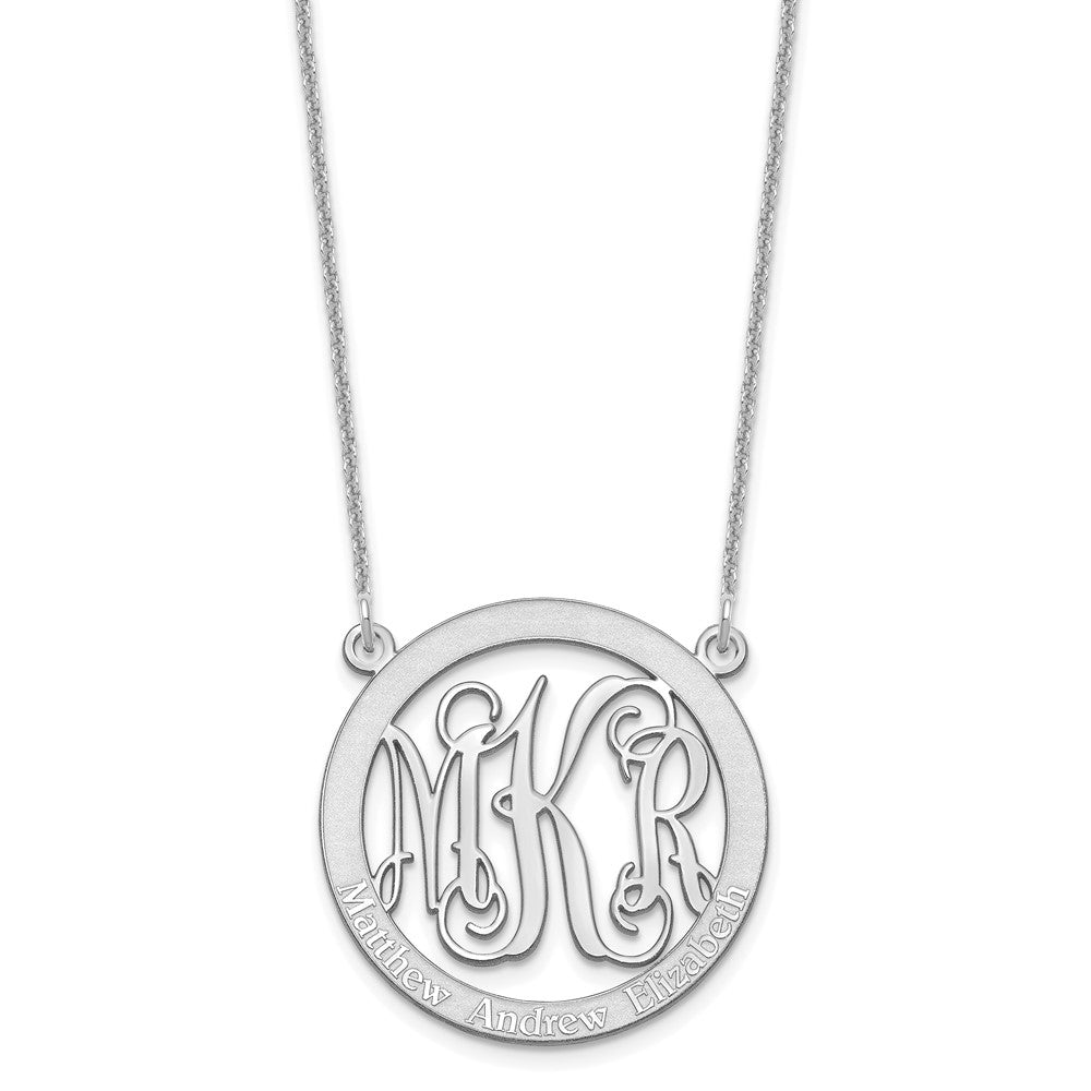14K Weißgold Klein Familie Monogramm Halskette