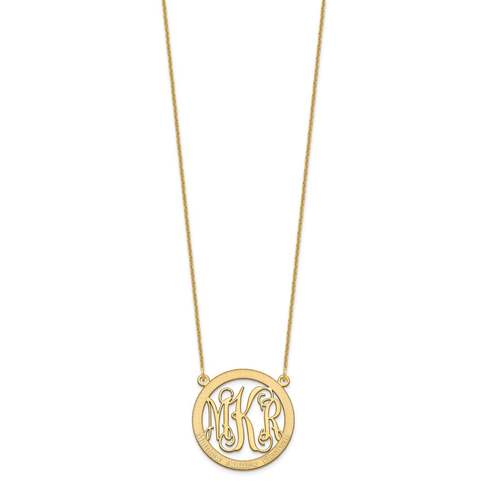 14K Gelbgold Klein Familie Monogramm Halskette