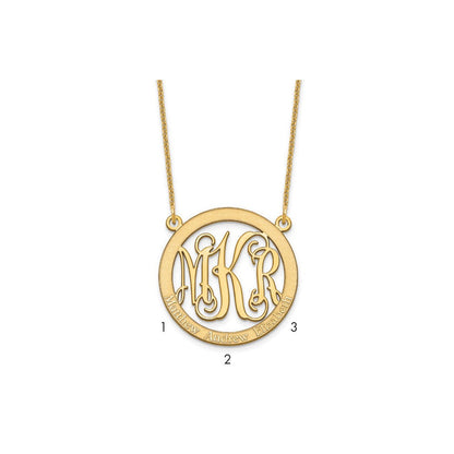 14K Gelbgold Klein Familie Monogramm Halskette