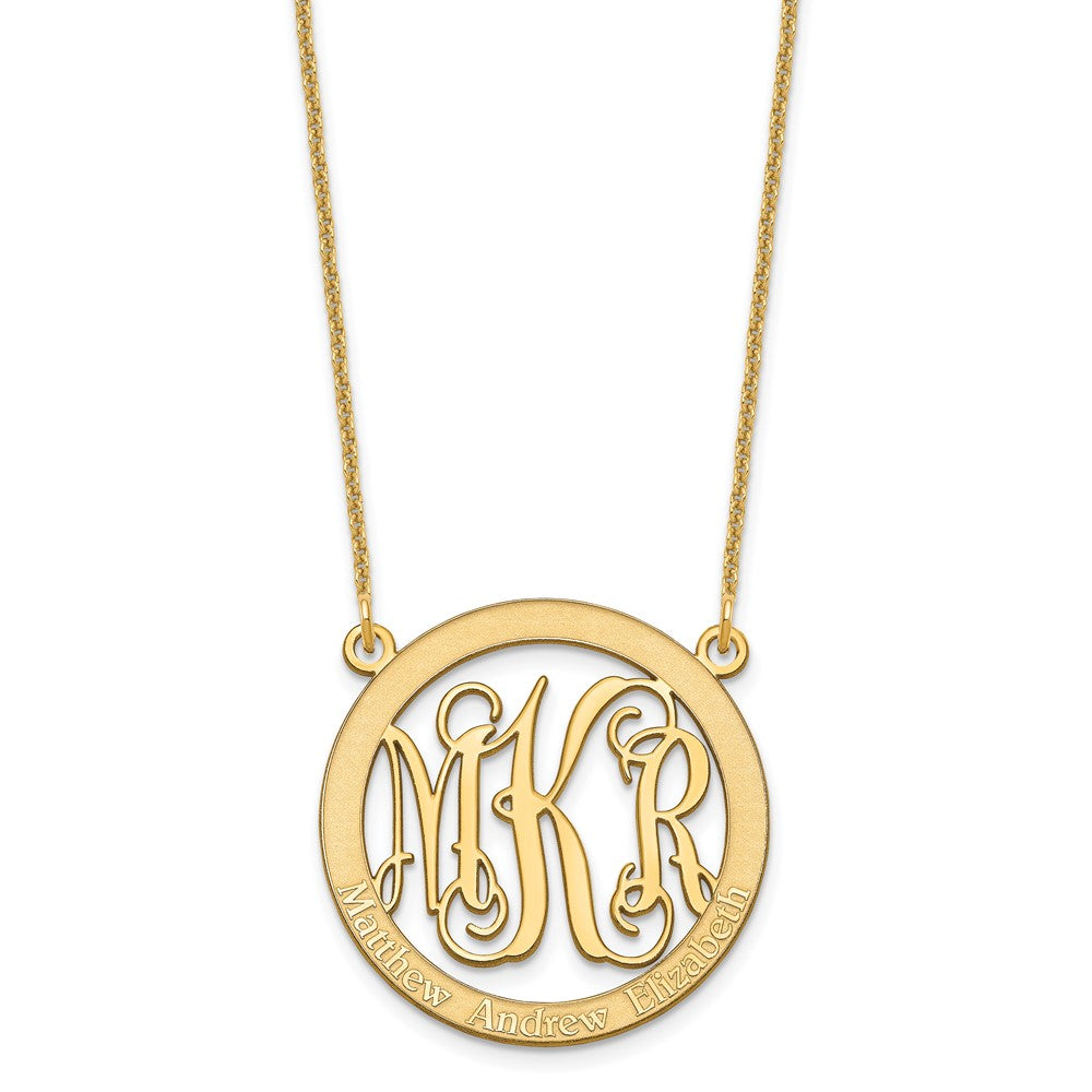 14K Gelbgold Klein Familie Monogramm Halskette