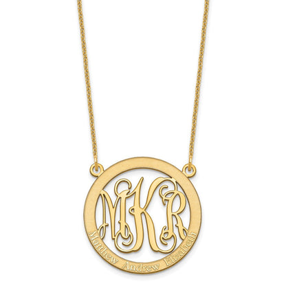 14K Gelbgold Klein Familie Monogramm Halskette