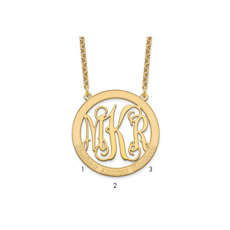 Vergoldet Sterlingsilber /gold Groß Familie Monogramm Halskette