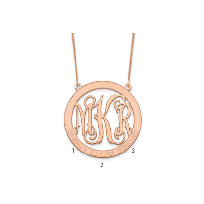 14K Roségold Groß Familie Monogramm Halskette