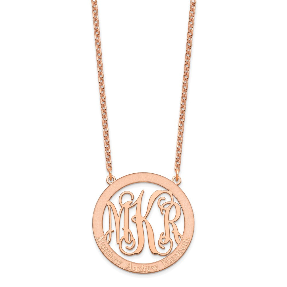Roségoldbeschichtet Sterlingsilber /rose Groß Familie Monogramm Halskette