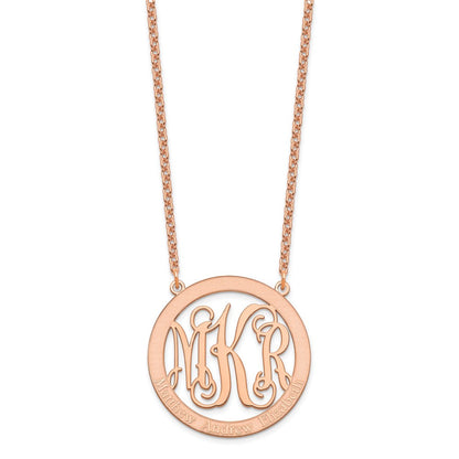 Roségoldbeschichtet Sterlingsilber /rose Groß Familie Monogramm Halskette