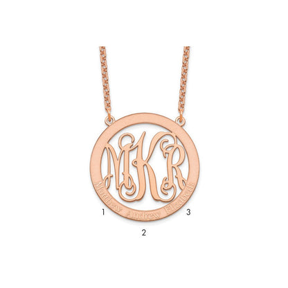 Roségoldbeschichtet Sterlingsilber /rose Groß Familie Monogramm Halskette