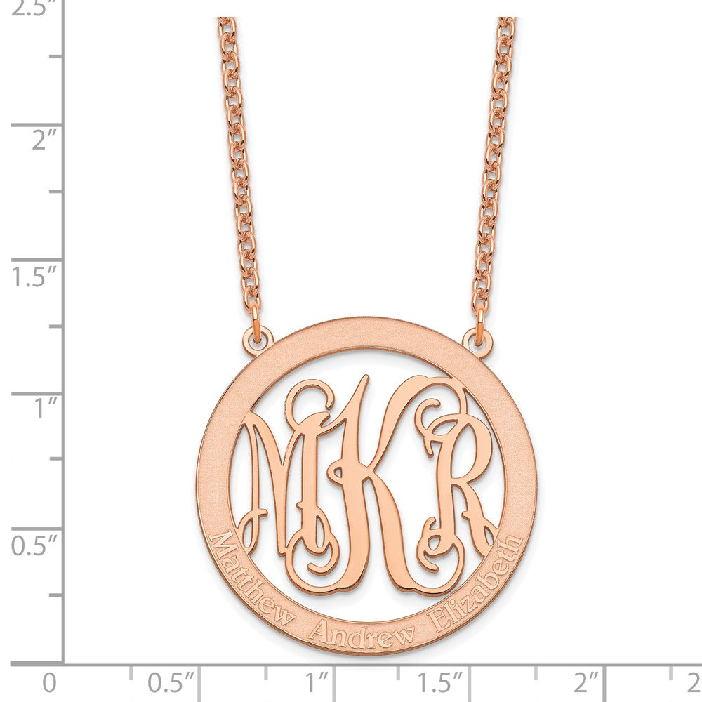 Roségoldbeschichtet Sterlingsilber /rose Groß Familie Monogramm Halskette