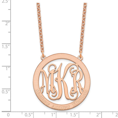 Roségoldbeschichtet Sterlingsilber /rose Groß Familie Monogramm Halskette