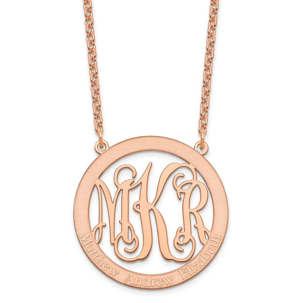 Roségoldbeschichtet Sterlingsilber /rose Groß Familie Monogramm Halskette