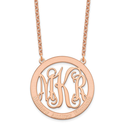 Roségoldbeschichtet Sterlingsilber /rose Groß Familie Monogramm Halskette