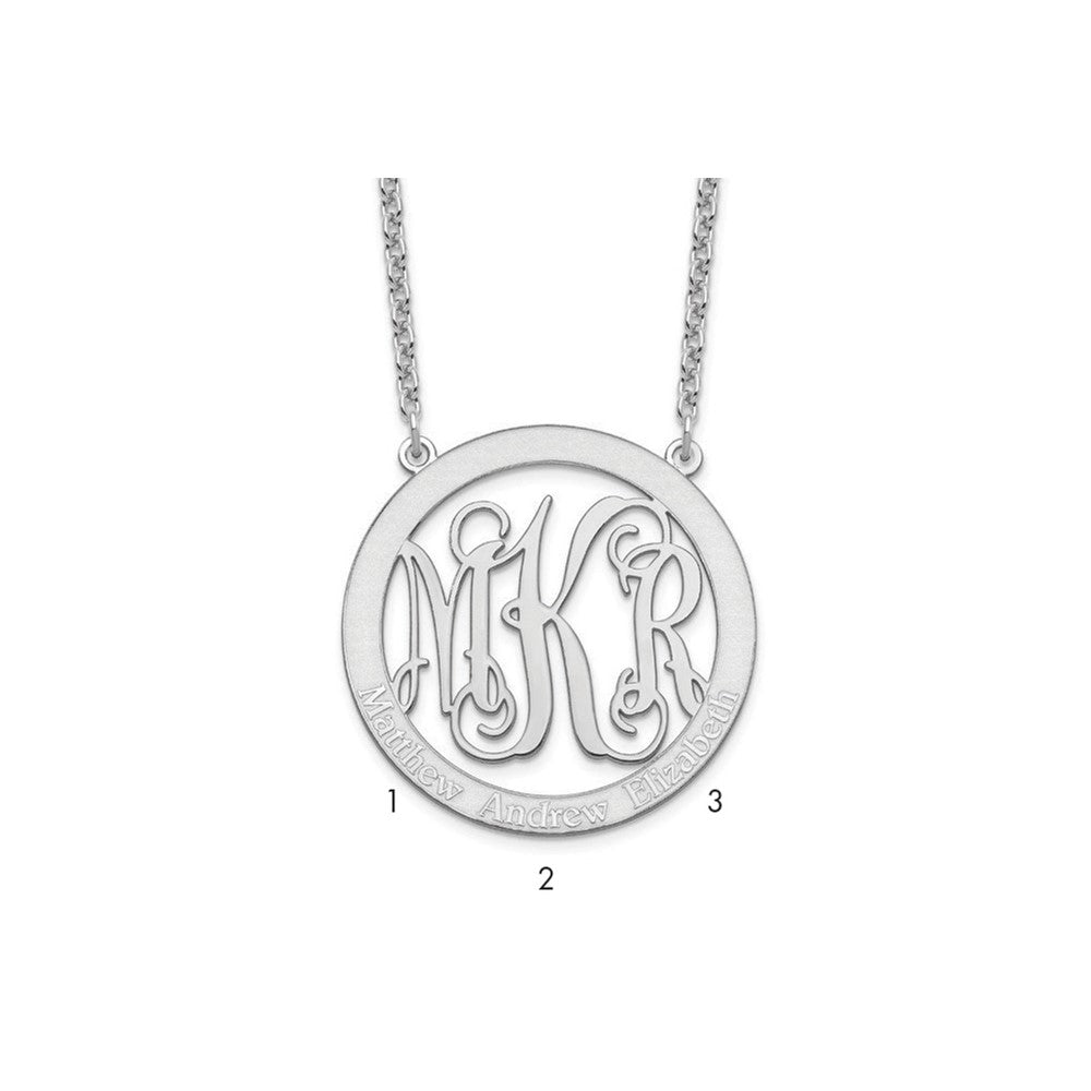 Sterlingsilber Silber/rhodiniert Groß Familie Monogramm Halskette