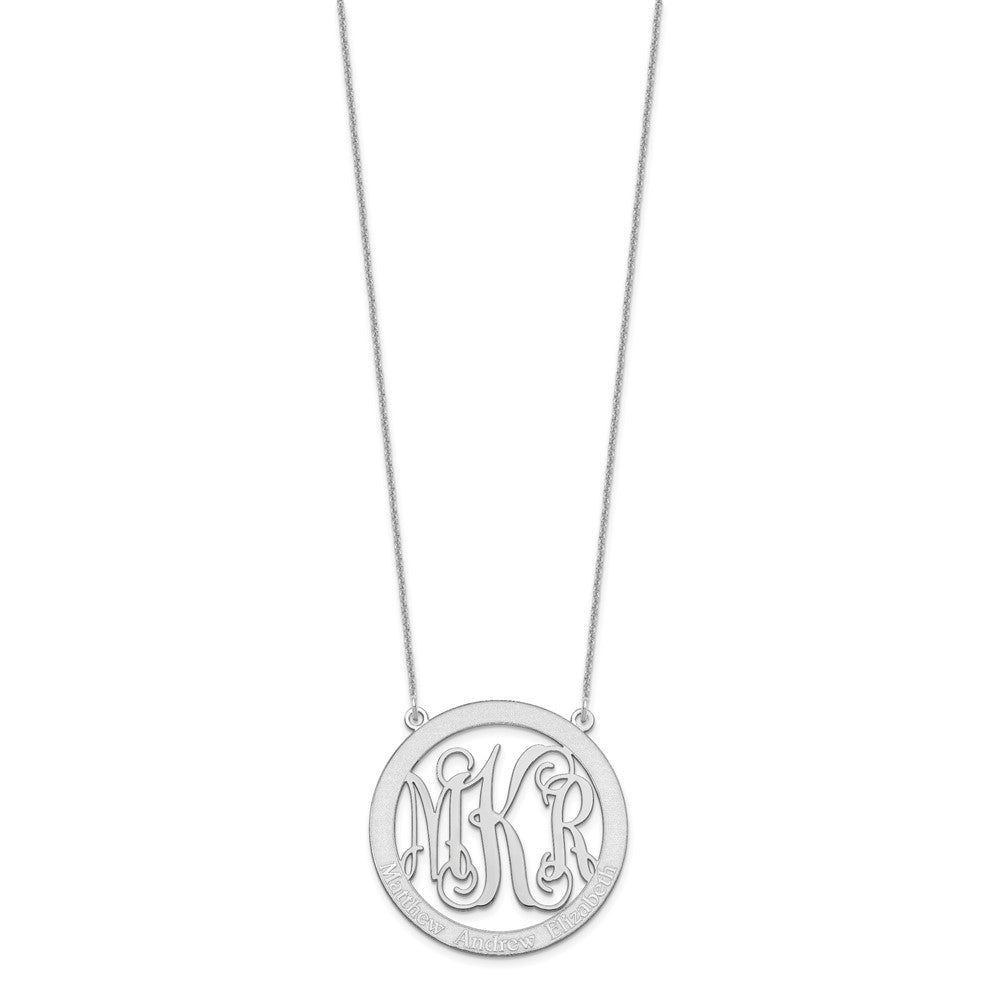14K Weißgold Groß Familie Monogramm Halskette