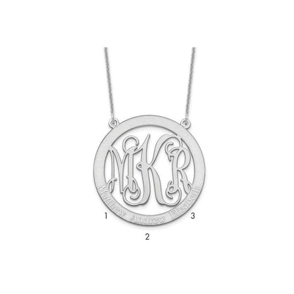 14K Weißgold Groß Familie Monogramm Halskette