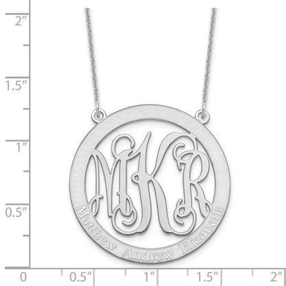 14K Weißgold Groß Familie Monogramm Halskette