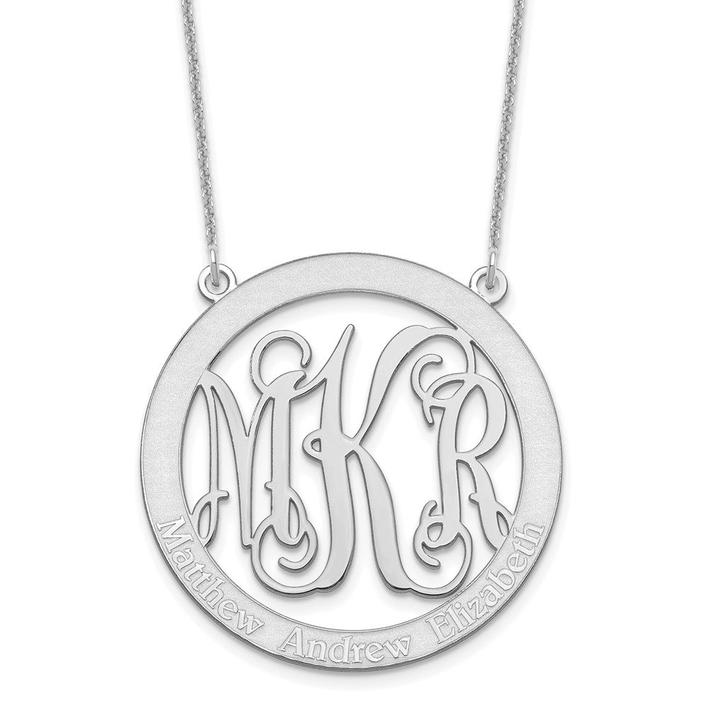 14K Weißgold Groß Familie Monogramm Halskette