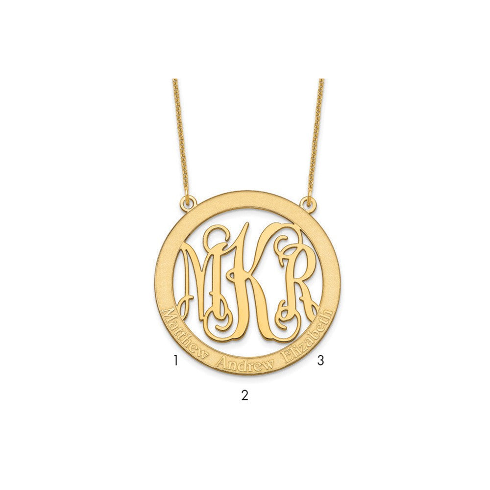 14K Gelbgold Groß Familie Monogramm Halskette