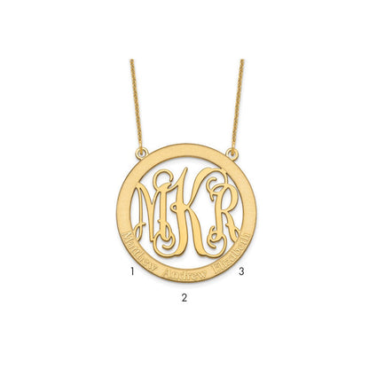 14K Gelbgold Groß Familie Monogramm Halskette