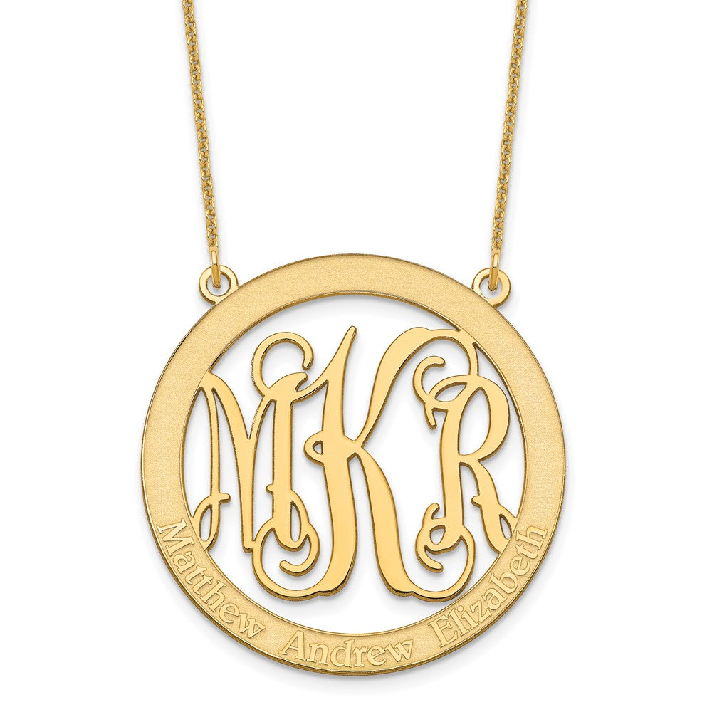 14K Gelbgold Groß Familie Monogramm Halskette