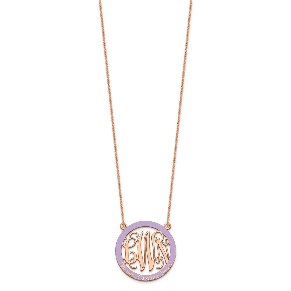 14K Roségold Klein Familie Monogramm Epoxid Halskette