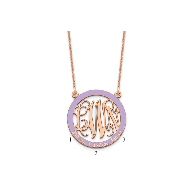 14K Roségold Klein Familie Monogramm Epoxid Halskette