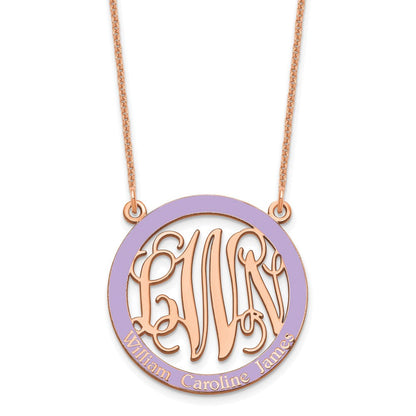 14K Roségold Klein Familie Monogramm Epoxid Halskette
