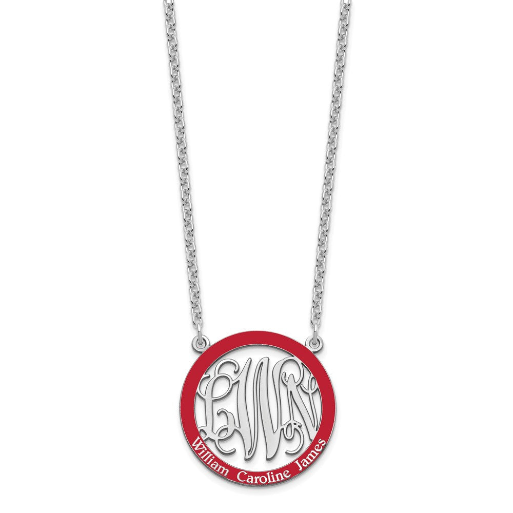 Sterlingsilber Rhodiniert Klein Familie Monogramm Epoxid Halskette