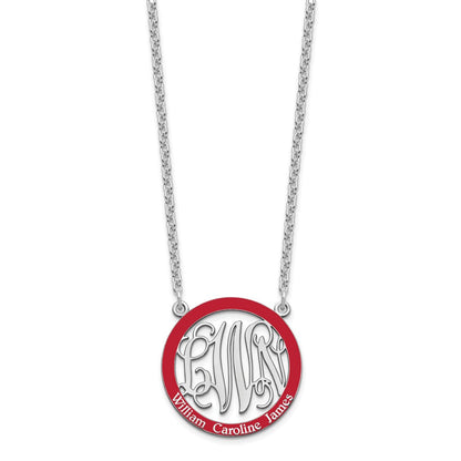 Sterlingsilber Rhodiniert Klein Familie Monogramm Epoxid Halskette