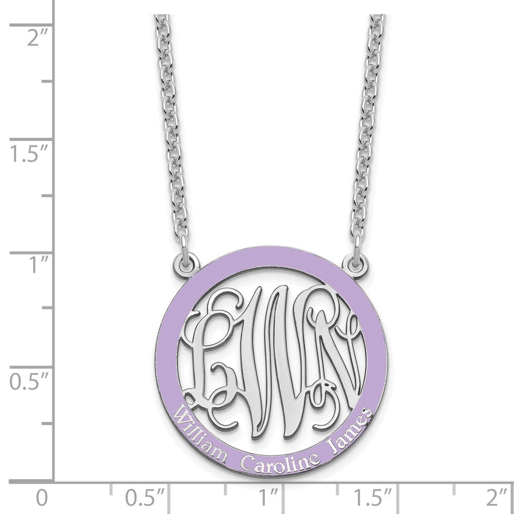 Sterlingsilber Rhodiniert Klein Familie Monogramm Epoxid Halskette