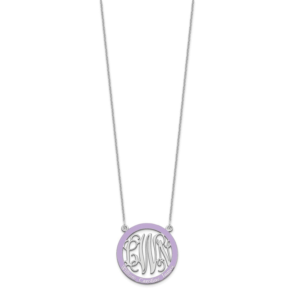 14K Weißgold Klein Familie Monogramm Epoxid Halskette