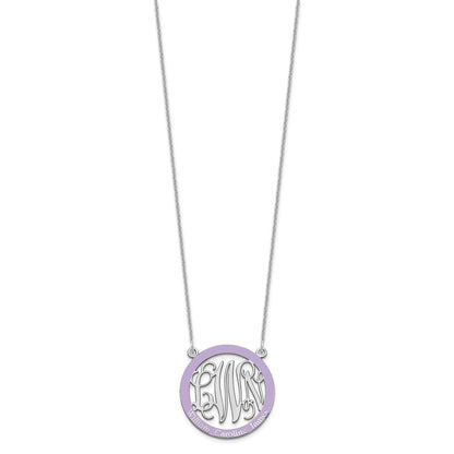 14K Weißgold Klein Familie Monogramm Epoxid Halskette