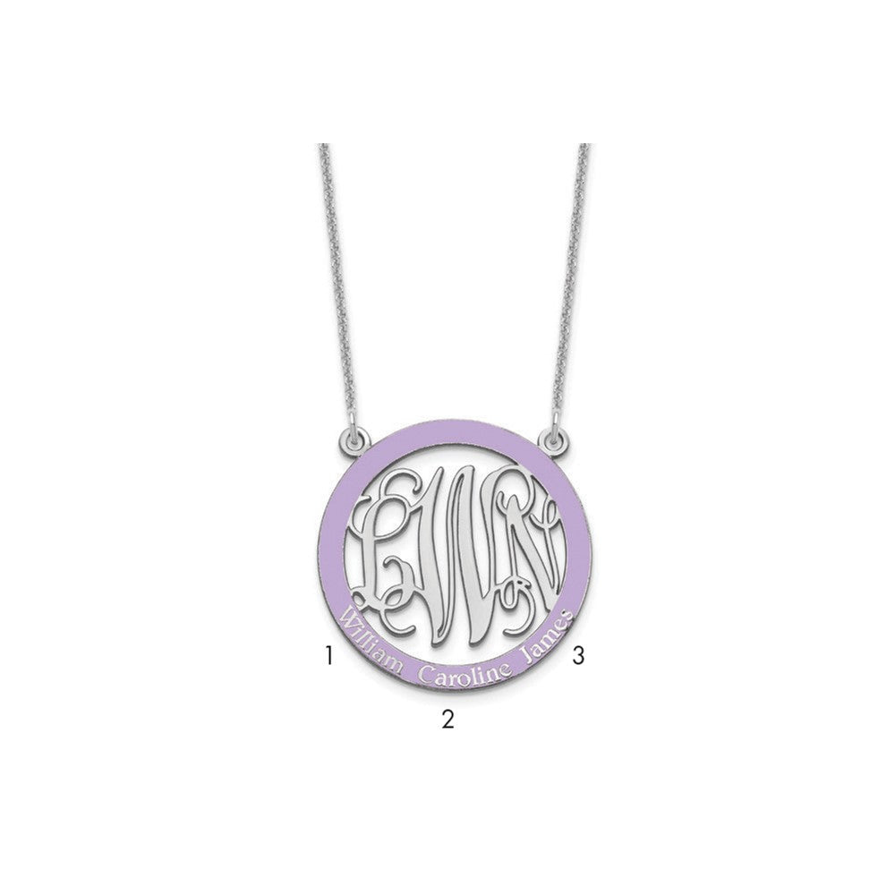 14K Weißgold Klein Familie Monogramm Epoxid Halskette