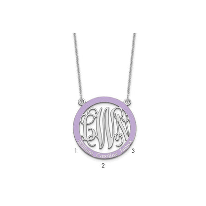 14K Weißgold Klein Familie Monogramm Epoxid Halskette