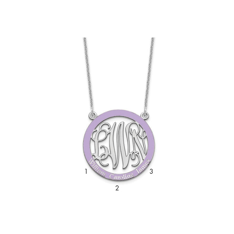 14K Weißgold Klein Familie Monogramm Epoxid Halskette
