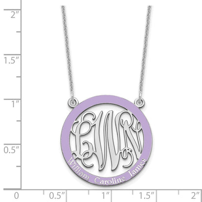 14K Weißgold Klein Familie Monogramm Epoxid Halskette