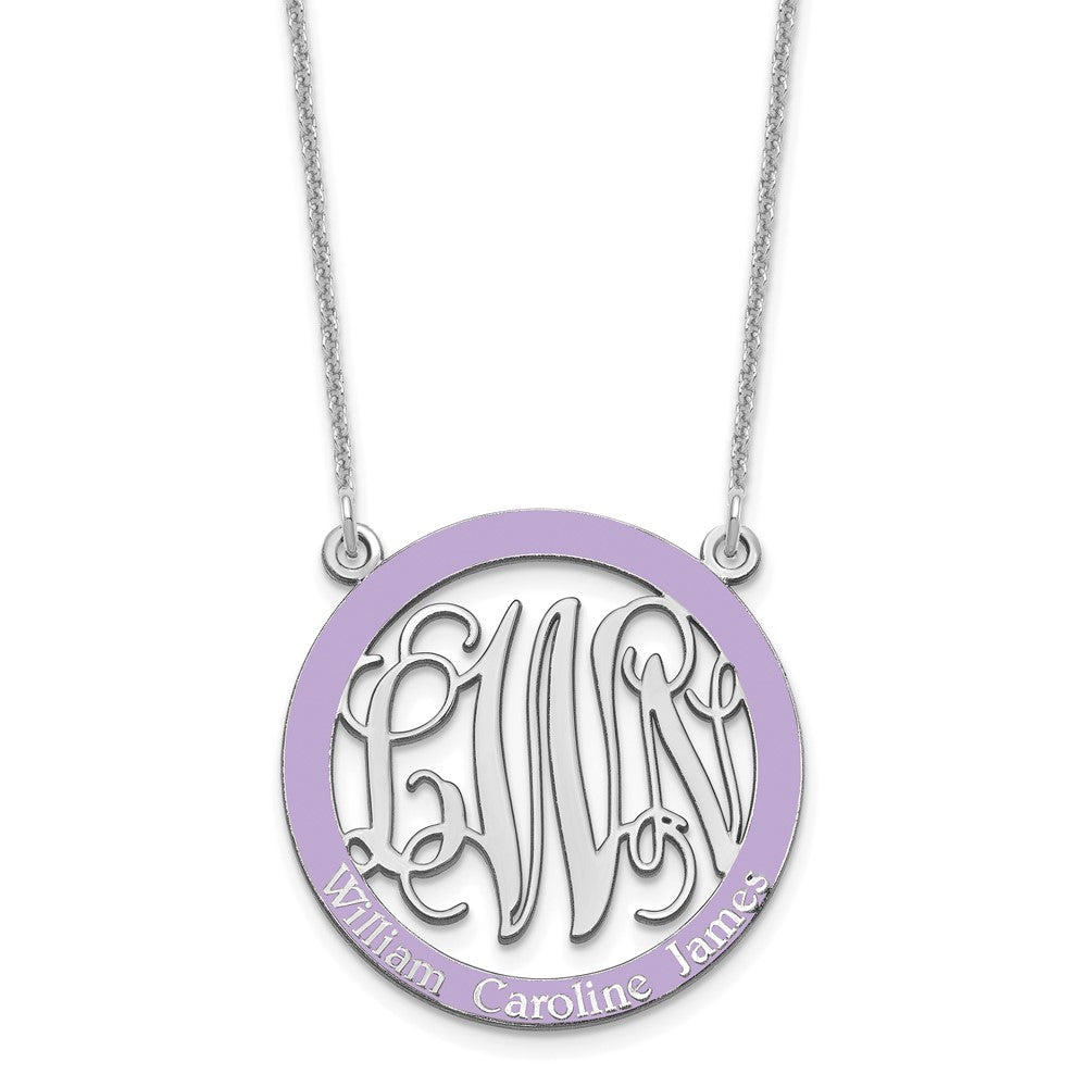 14K Weißgold Klein Familie Monogramm Epoxid Halskette