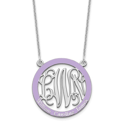 14K Weißgold Klein Familie Monogramm Epoxid Halskette