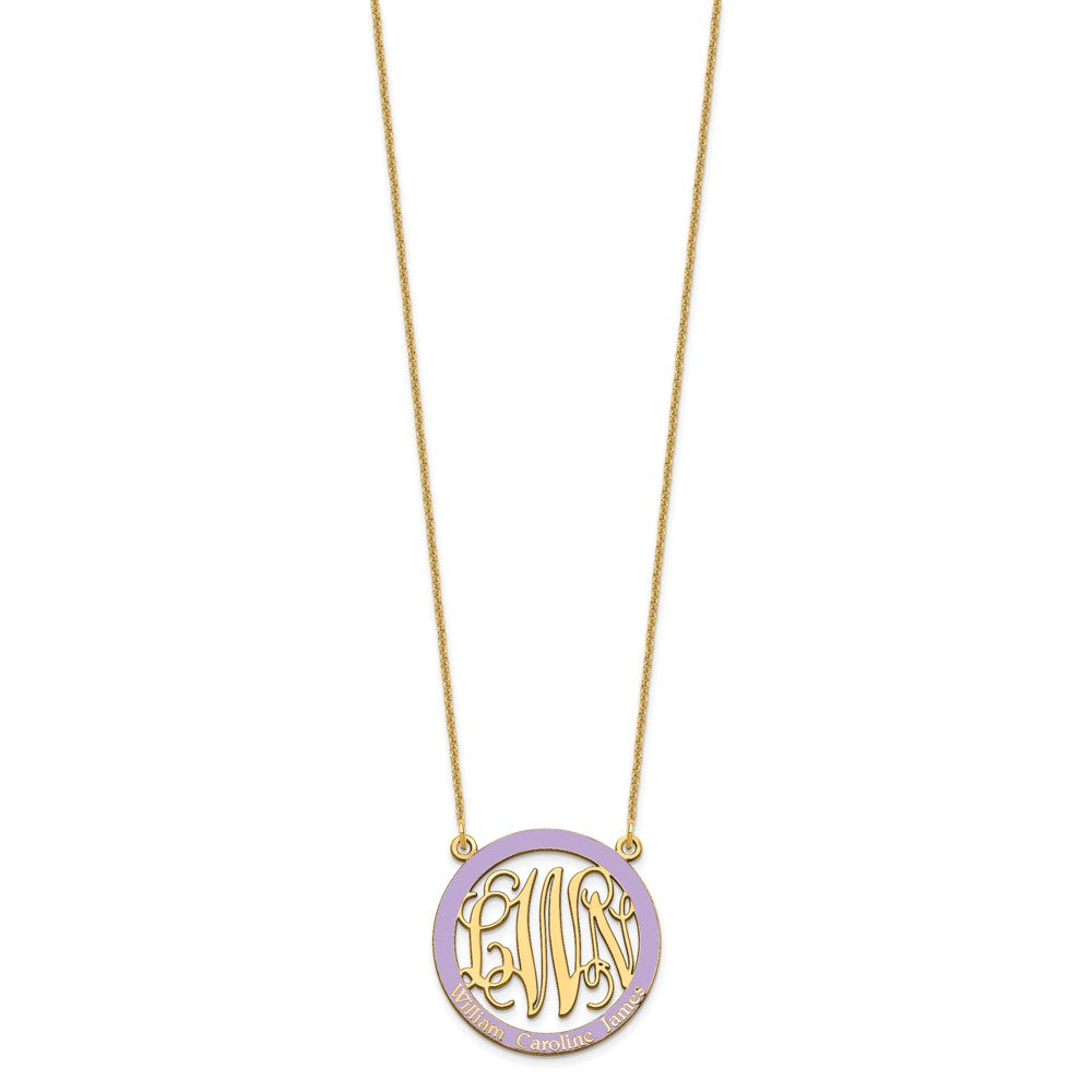 14K Gelbgold Klein Familie Monogramm Epoxid Halskette