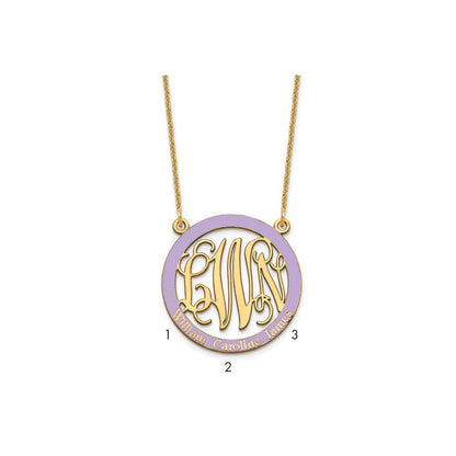 14K Gelbgold Klein Familie Monogramm Epoxid Halskette