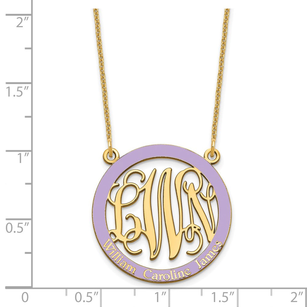 14K Gelbgold Klein Familie Monogramm Epoxid Halskette