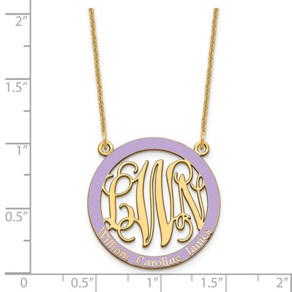 14K Gelbgold Klein Familie Monogramm Epoxid Halskette
