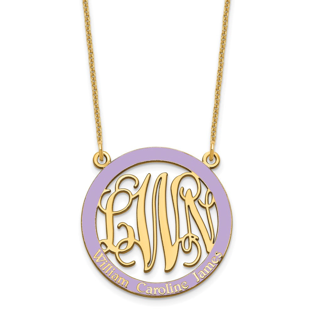 14K Gelbgold Klein Familie Monogramm Epoxid Halskette