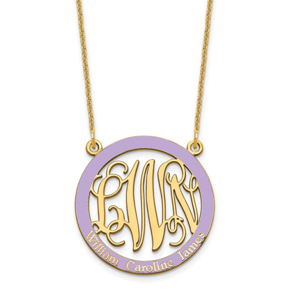 14K Gelbgold Klein Familie Monogramm Epoxid Halskette