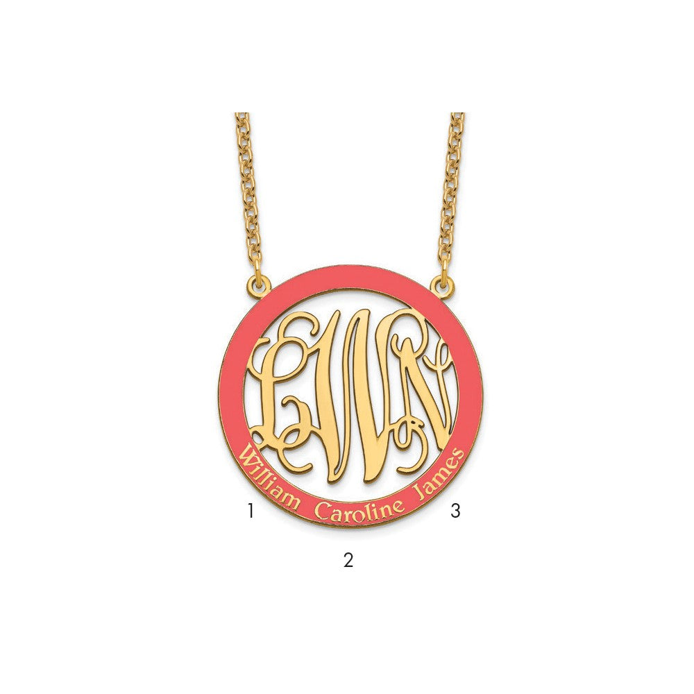 Vergoldet Groß Familie Monogramm Epoxid Halskette