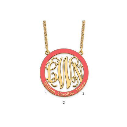 Vergoldet Groß Familie Monogramm Epoxid Halskette