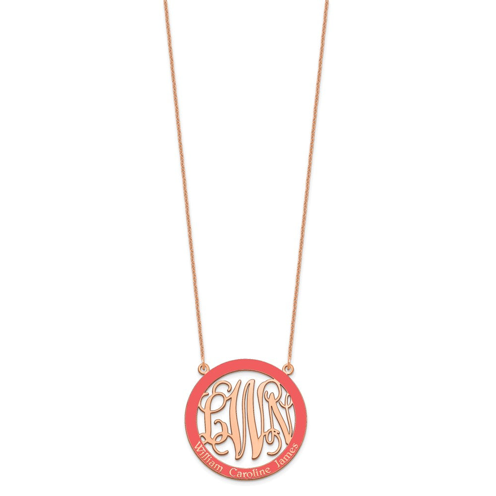 14K Roségold Groß Familie Monogramm Epoxid Halskette