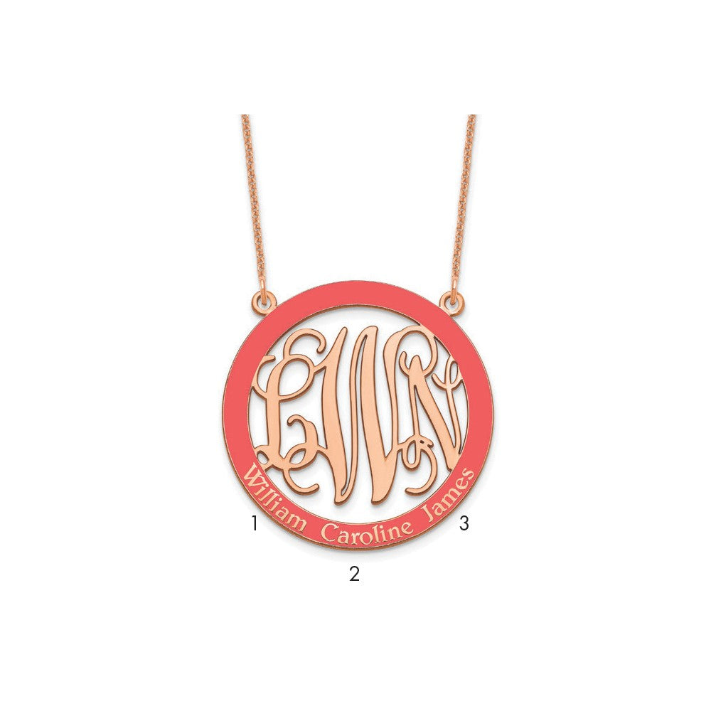 14K Roségold Groß Familie Monogramm Epoxid Halskette