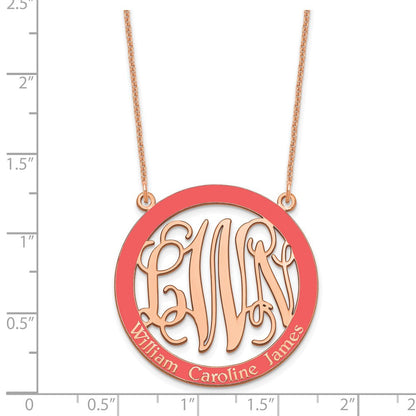 14K Roségold Groß Familie Monogramm Epoxid Halskette