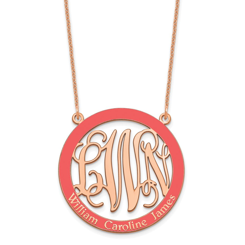 14K Roségold Groß Familie Monogramm Epoxid Halskette