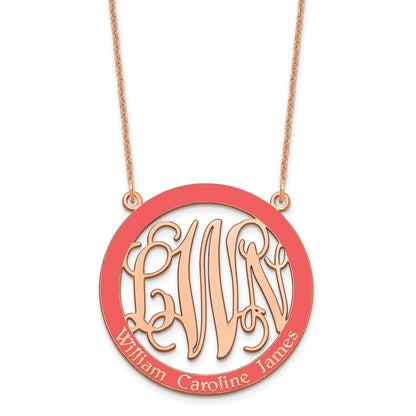 14K Roségold Groß Familie Monogramm Epoxid Halskette